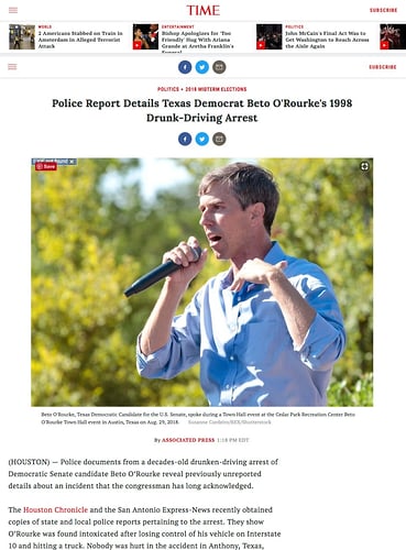 Beto O'Rourke, Time Magazine, Sep 2018 - Suzanne Cordeiro Photography