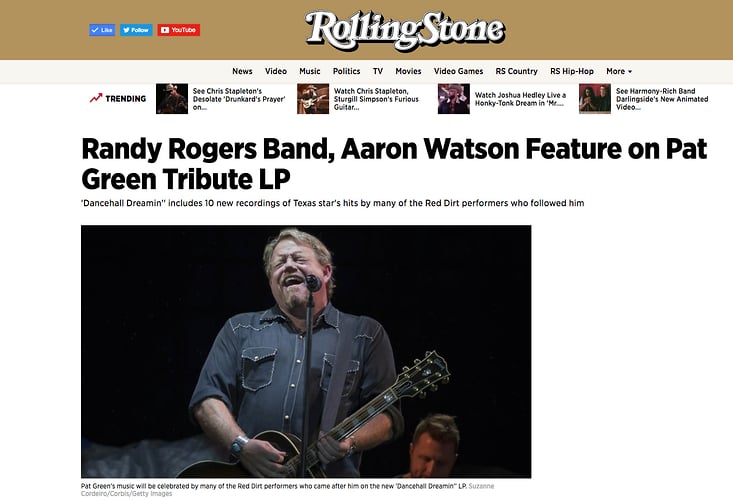 Pat Green, Rolling Stone - Suzanne Cordeiro Photography