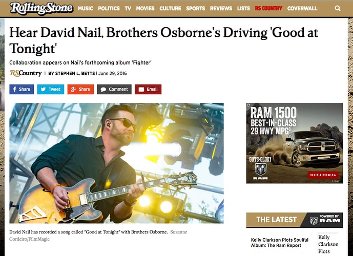 Rollingstone 'Hear David Nail, Brothers Osborne's Driving 'Good at Tonight' - Suzanne Cordeiro Photography