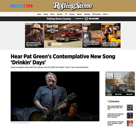 Pat Green, Rolling Stone - Suzanne Cordeiro Photography